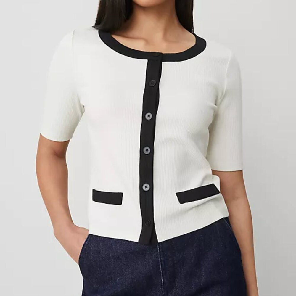 NWT Ann Taylor Colorblock Pocket Cardigan